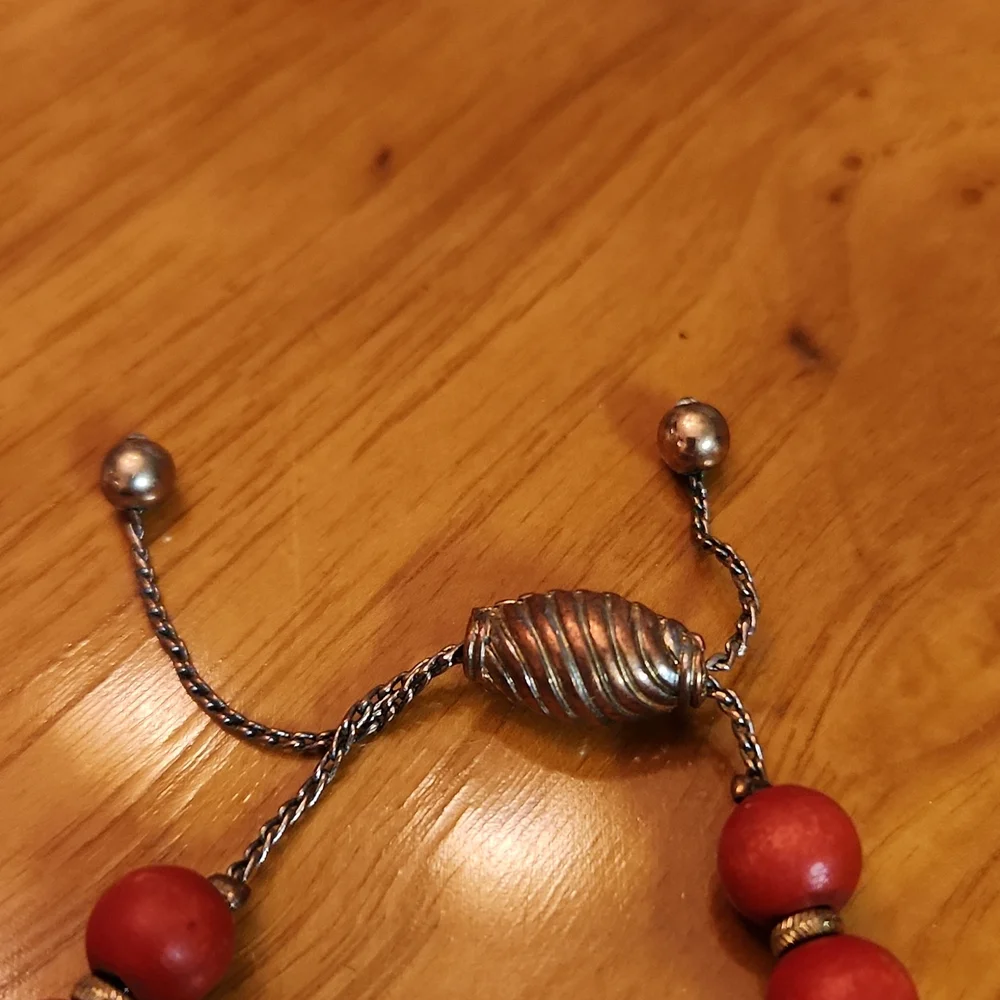 Red/Silver/Gold Adjustable Bracelet, GUC
